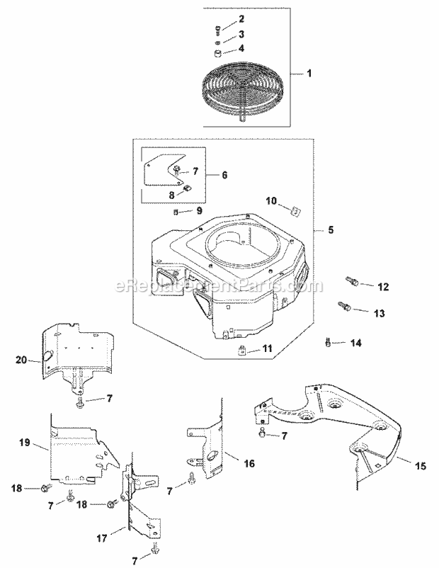 Kohler Cv750-0028 Blower Housing & Baffles Diagram and Parts List for M60-KH 53AH8CT6050 Cub Cadet Sprayer